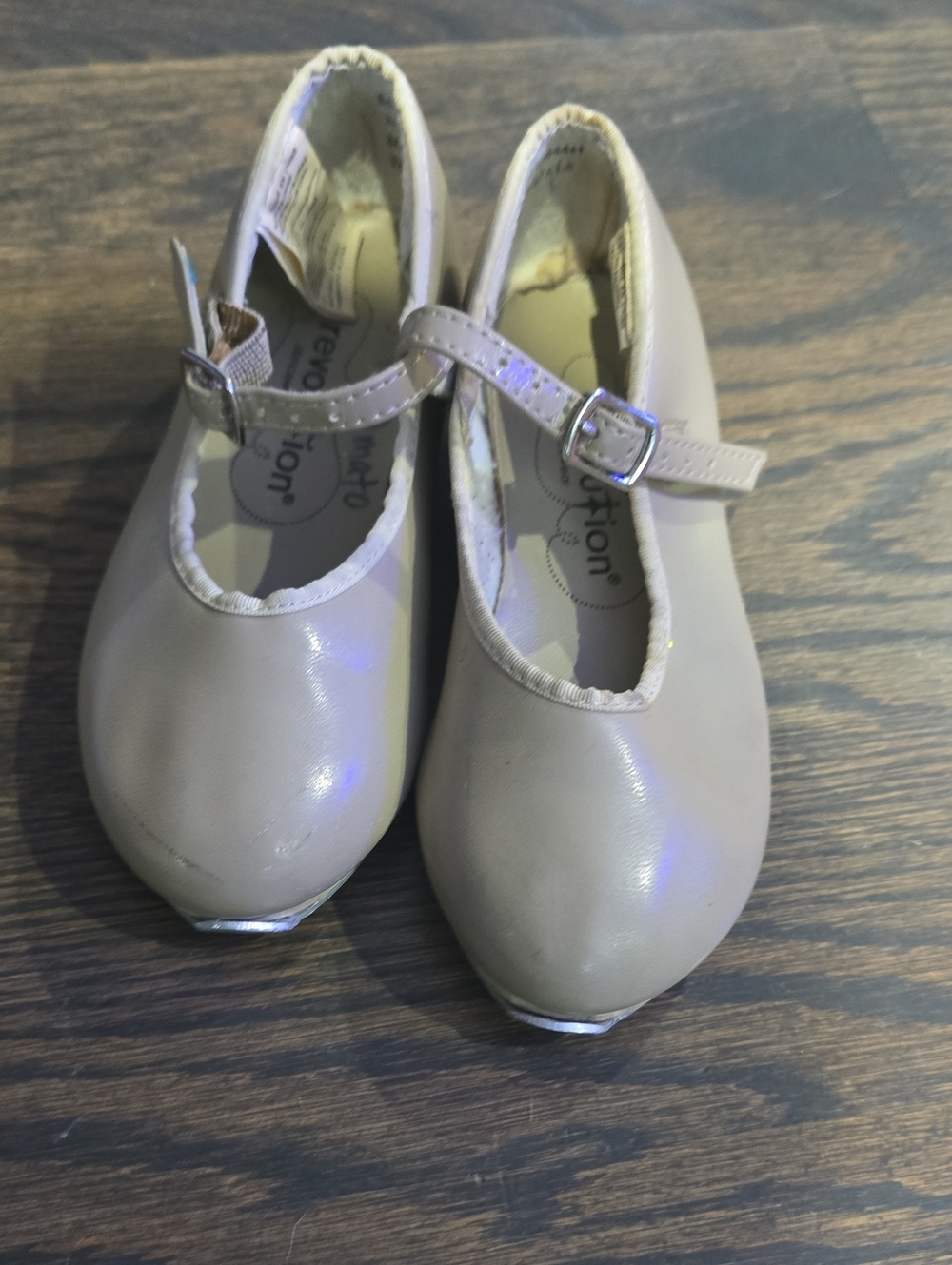 Girls Beige Mary Jane Dress Shoes with Buckle Strap